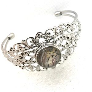 Filigree cuff bracelet bangle with Handmade 20mm snap SB20